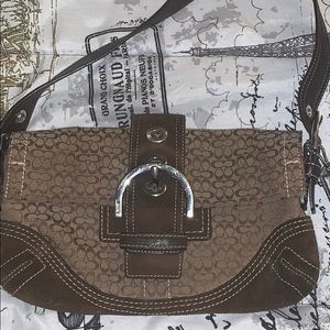 Coach dark brown signature purse